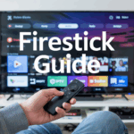 Firestick streaming interface with “FIRESTICK GUIDE” overlay on TV screen