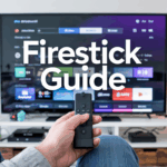 iptv Firestick app dashboard with tutorial overlay on Smart TV