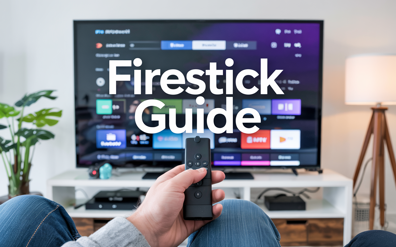 iptv Firestick app dashboard with tutorial overlay on Smart TV
