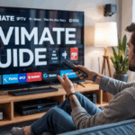 TiviMate IPTV Player image with tutorial guide overlay