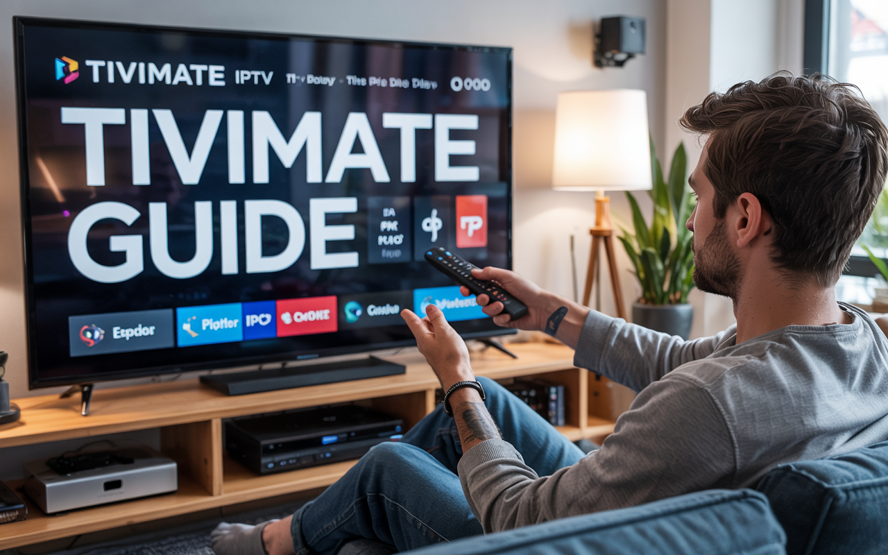 TiviMate IPTV Player image with tutorial guide overlay