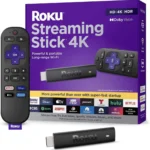 roku streaming stick and remote placed on a table