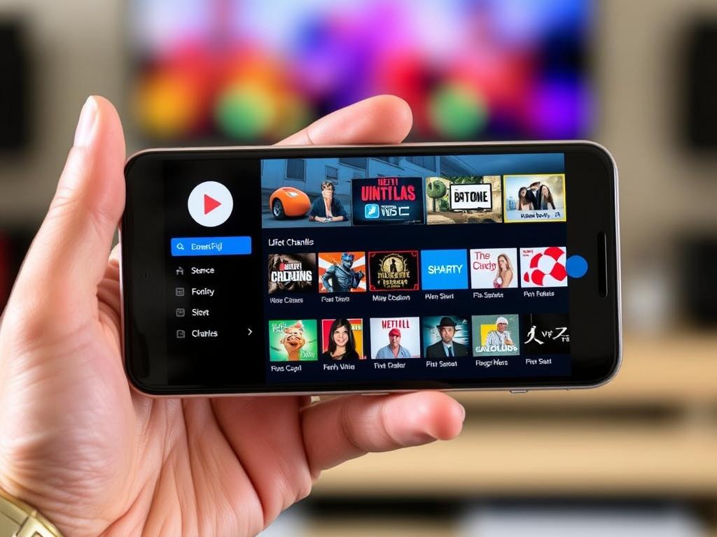 Smartphone affichant une application IPTV