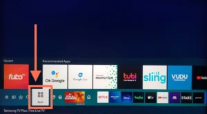 Samsung Smart TV app store screen showing search bar