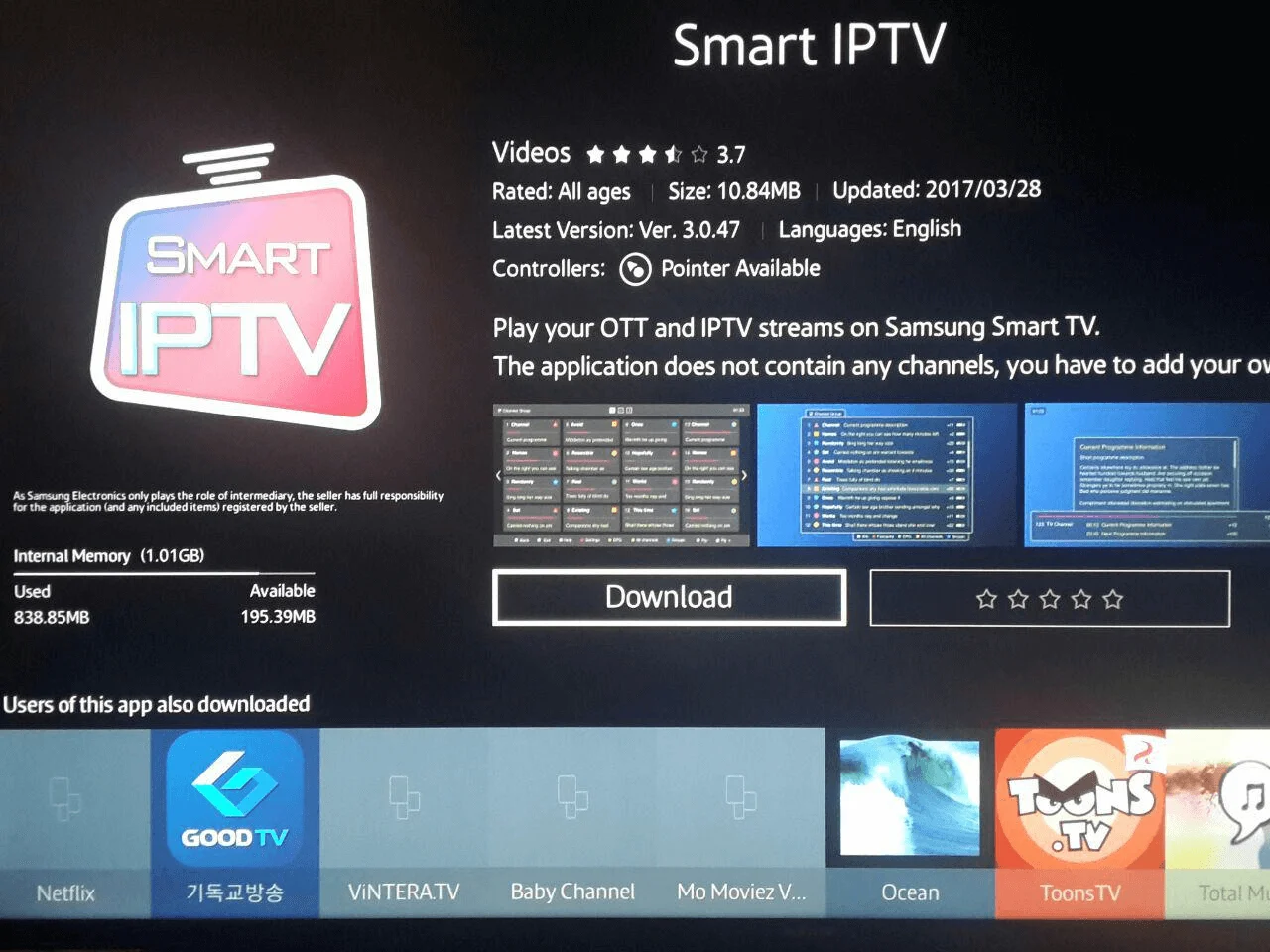 Search for IPTV Smarters Pro in Samsung Smart Hub