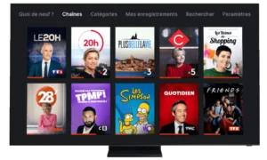 Écran d’accueil de Molotov TV avec chaînes françaises